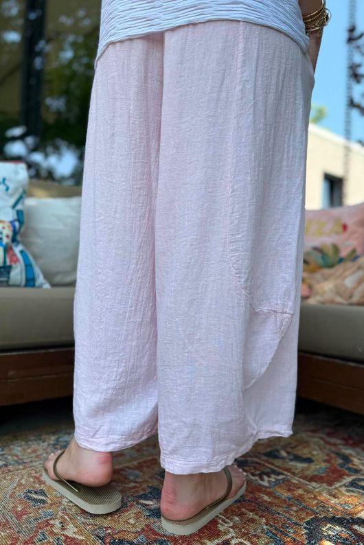 Sandbar Linen Blend Barrel Culotte Pant Rosewater